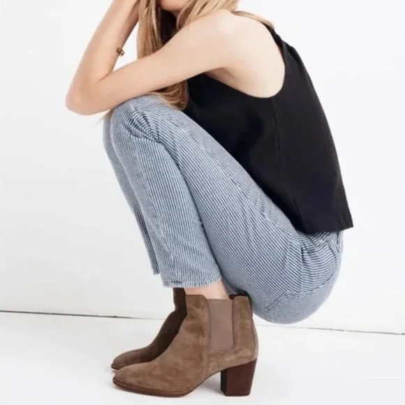 Madewell The Regan Ankle Suede Leather Boot in Wet Pebble Size 8 - Picture 14 of 14